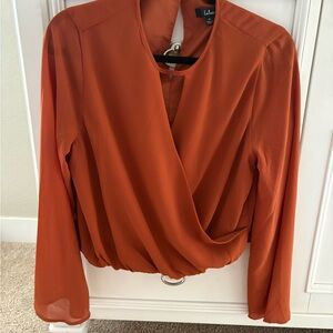 Lulu's Terracotta Wrap Blouse